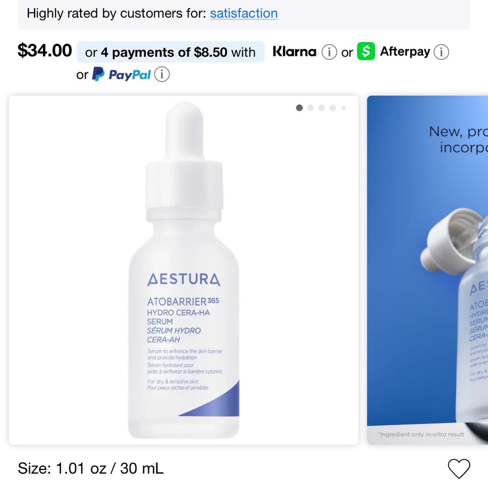 Aestura ATOBarrier 365 Hydro Cera+HA Serum